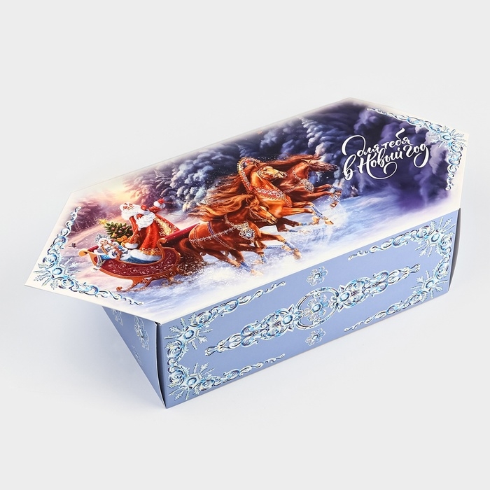 Подарочная коробка - конфета новогодняя складная &laquo;Дед Мороз и Снегурочка &raquo;, 18 х 28 х 10 см, Новый год