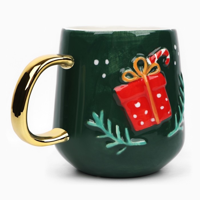 Новый год! Кружка новогодняя керамическая &laquo;Подарок&raquo;, 600 мл, цвет зелёный
