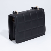 Сумка женская мессенджер из искусственной кожи с цепью, 14&times;20 см, цвет чёрный