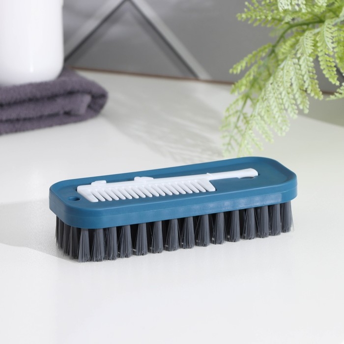 Щетка универсальная Доляна, с дополнительной щёткой для очистки ворса, 14&times;5,5&times;3,5 см, щетина 2 см
