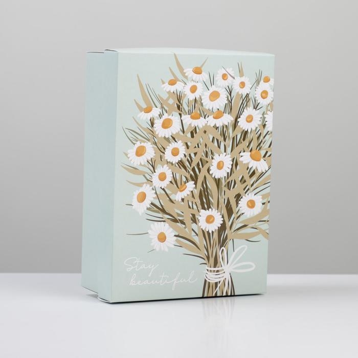 Коробка подарочная складная, упаковка, &laquo;Ромашки&raquo;, 21 х 15 х 7 см