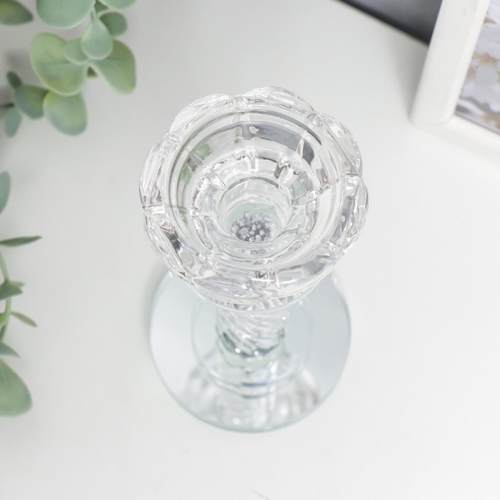 Подсвечник стекло на 1 свечу Подсвечник стекло на 1 свечу "Спираль с камешками" 16х7х7 см