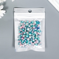 Бусины для творчества пластик "Круглые. Градиент. Русалка зелёно-голубая" d=3-8мм, н-р 10гр   745957