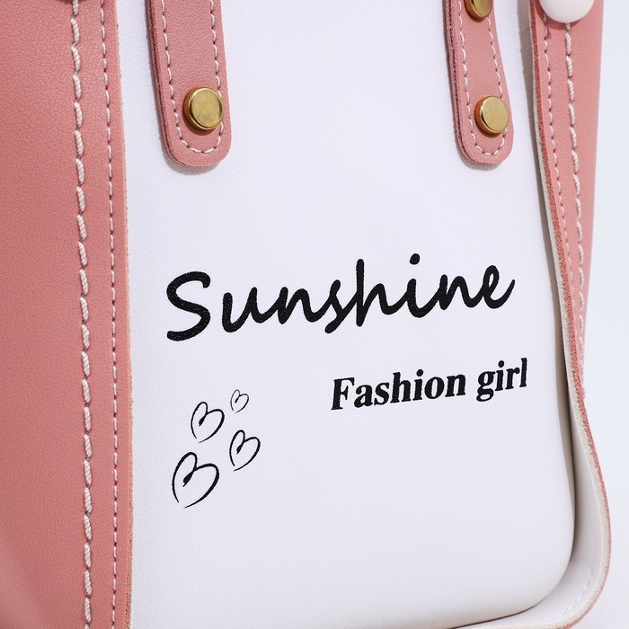 Сумка женская тоут на молнии, цвет белый/розовый Сумка женская тоут на молнии, цвет белый/розовый