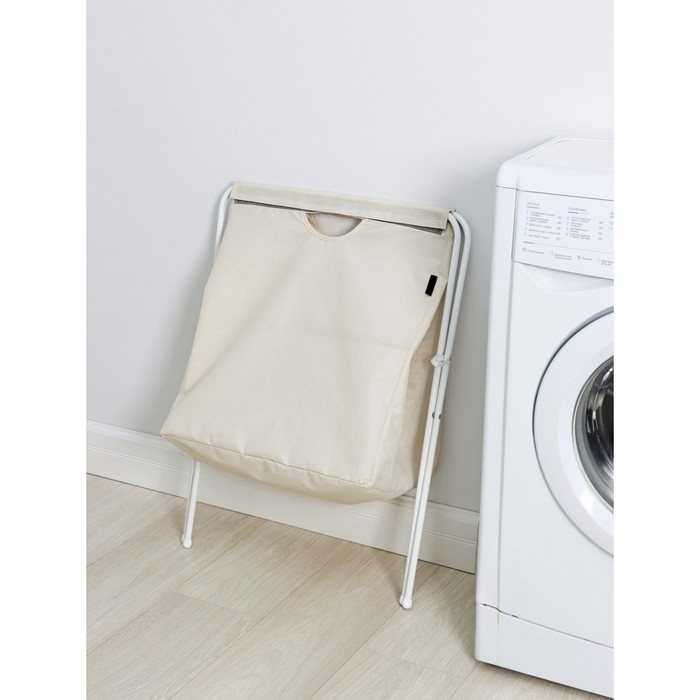 Корзина-мешок для белья на металлокаркасе, 53×39×62 см, цвет бежевый Корзина-мешок для белья на металлокаркасе, 53×39×62 см, цвет бежевый