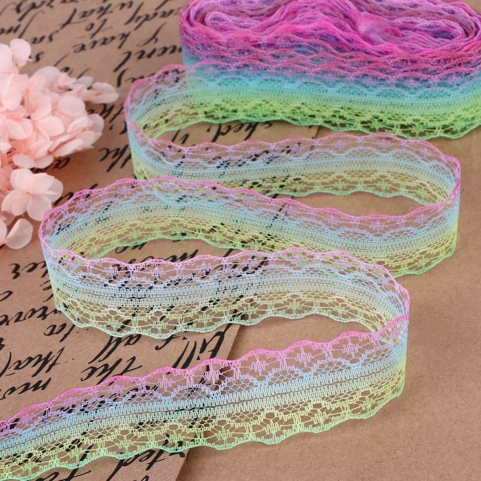 Кружево капроновое &laquo;Радуга светлая&raquo;, 28 мм &times; 10 &plusmn; 1 м, цвет разноцветный №4
