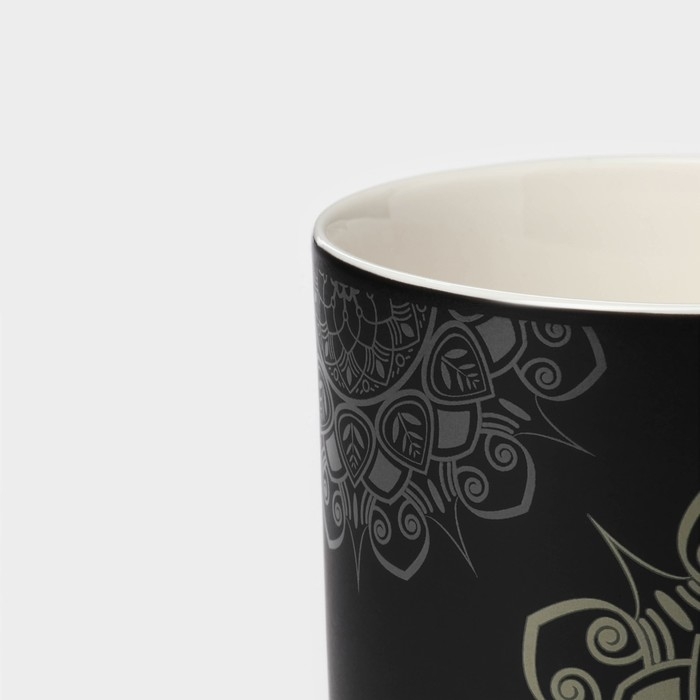 Кружка фарфоровая Доляна «Мандала», 380 мл, золотой узор Кружка фарфоровая Доляна «Мандала», 380 мл, золотой узор