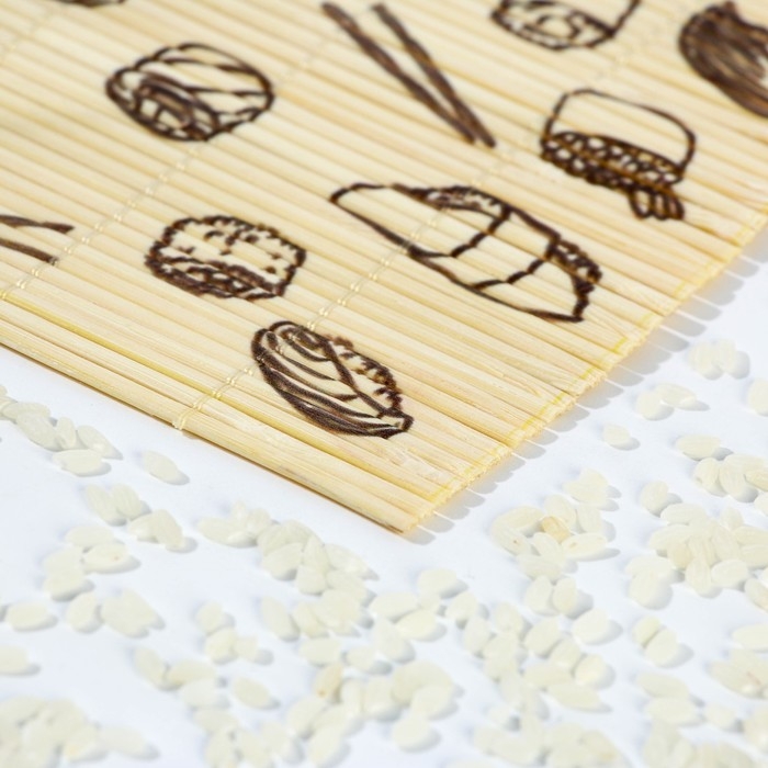 Циновка Макису для приготовления суши и роллов/коврик бамбуковый &laquo;Суши&raquo;, 22 х 24 см