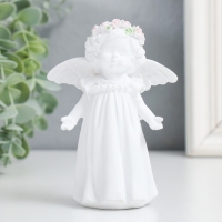 Сувенир полистоун "Малышка-ангелок - встреча" белоснежный" МИКС 8,5х5х11,3 см
