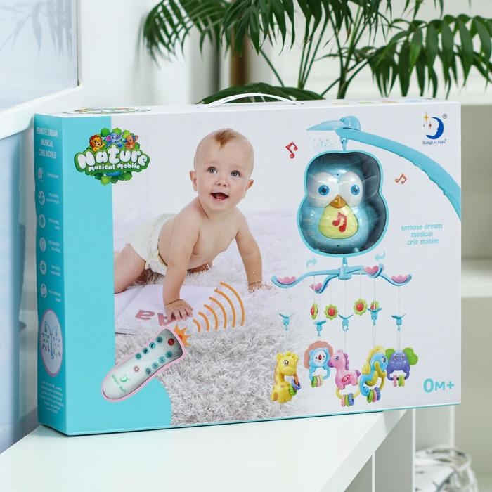 Мобиль музыкальный на кроватку &laquo;Совушка&raquo;, проектор, пульт, цвет и виды МИКС