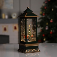 Светодиодная фигура &laquo;Фонарь с ёлкой&raquo; 10.5 &times; 26 &times; 10.5 см, пластик, батарейки ААх3 (не в комплекте), USB, свечение тёплое белое