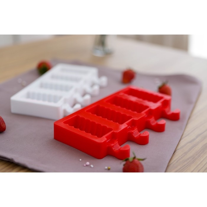 Форма для мороженого Доляна «Моника», силикон, 19,5×11 см, 4 ячейки (6,7×3,2 см), цвет МИКС Форма для мороженого Доляна «Моника», силикон, 19,5×11 см, 4 ячейки (6,7×3,2 см), цвет МИКС