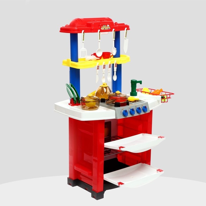 Игровой модуль &laquo;Кухня для Шефа&raquo; с аксессуарами, свет, звук, бежит вода из крана, 33 предмета