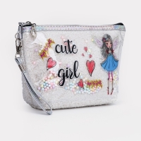 Косметичка на молнии, цвет белый/серебряный Косметичка на молнии, цвет белый/серебряный