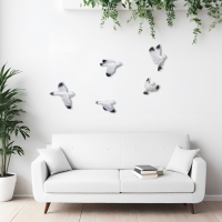 Декорация настенная, гипсовое панно "Птицы" 5 шт, белые с черными крыльями Декорация настенная, гипсовое панно "Птицы" 5 шт, белые с черными крыльями