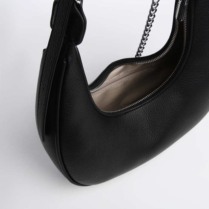 Сумка женская хобо на молнии TEXTURA, средний размер, цвет чёрный Сумка женская хобо на молнии TEXTURA, средний размер, цвет чёрный