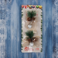 Украшение ёлочное "Композиция на бантике" (набор 2 шт ) бубенчик, 11х9 см