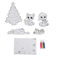Новый год! Набор для творчества 3 в 1 «3D раскраска: Весёлый праздник», 6 деталей Новый год! Набор для творчества 3 в 1 «3D раскраска: Весёлый праздник», 6 деталей
