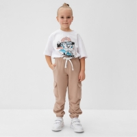 Брюки детские MINAKU, цвет бежевый, рост 134 см