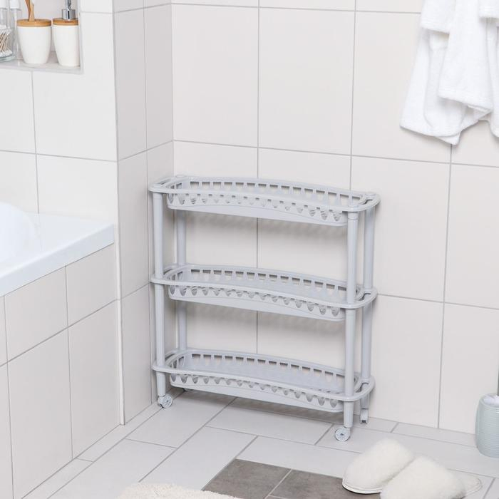 Этажерка напольная узкая 3-х секционная Бытпласт &laquo;Джулия&raquo;, на колёсиках, цвет МИКС