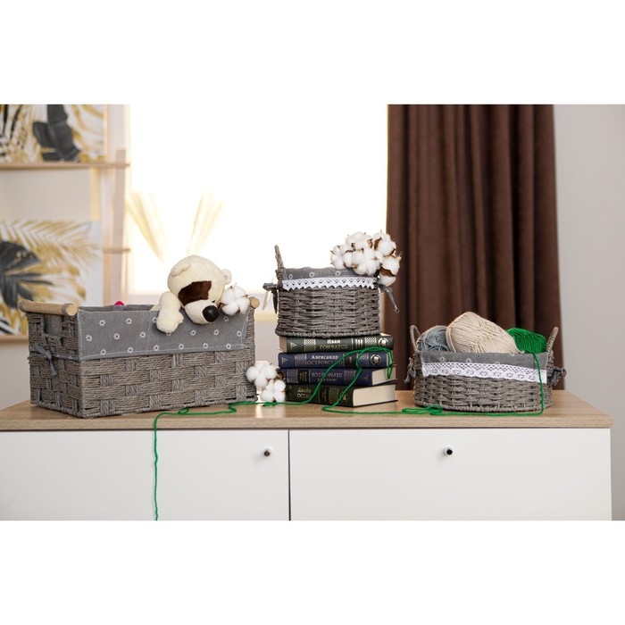 Корзина для хранения плетёная ручной работы Доляна, 41&times;30&times;20 см, цвет МИКС