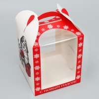 Складная коробка под маленький торт &laquo;С Новым годом!&raquo;, 15 х 15 х 18 см, Новый год
