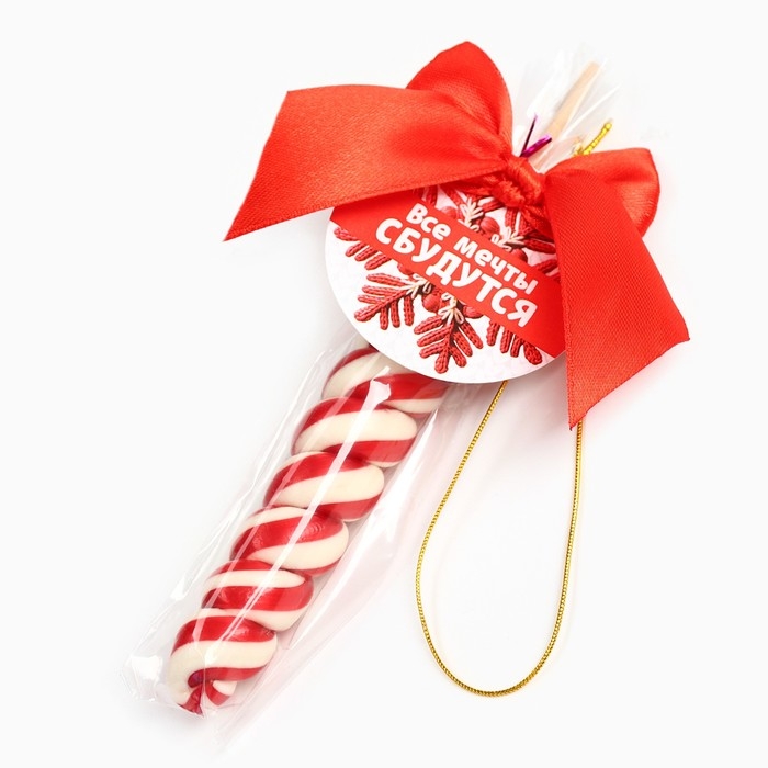 Новый год! Леденец, ёлочная игрушка в форме спирали «Все мечты сбудутся», со вкусом клубники, 30 г Новый год! Леденец, ёлочная игрушка в форме спирали «Все мечты сбудутся», со вкусом клубники, 30 г
