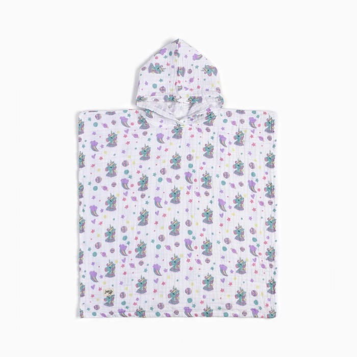 Пончо муслиновое детское LoveLife Пончо муслиновое детское LoveLife "Единороги" 100% хл, 4-сл, 235гр/м2