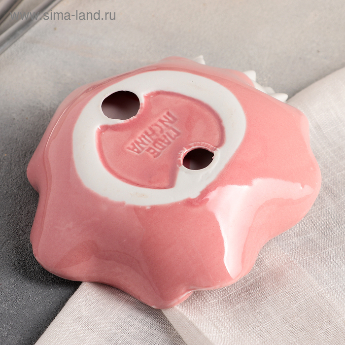 Блюдо керамическое &laquo;Голубки на цветке&raquo;, 14&times;14 см, цвет розовый