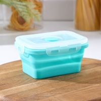 Контейнер складной с крышкой Доляна &laquo;Коста&raquo;, 400 мл, 12,5&times;9&times;6,4 см, цвет бирюзовый