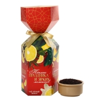 Новый год! Чай чёрный, с лимоном, в коробке конфете &laquo;Тёплого праздника&raquo; , 100 гр.