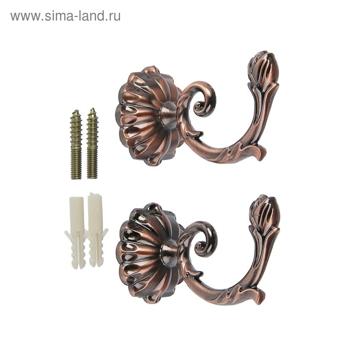 Крючок для штор "ТУНДРА" KS006, однорожковый, цвет медь
