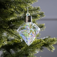 Ёлочный шар &laquo;Морозный кристалл&raquo;, батарейки, 1 LED, свечение тёплое белое