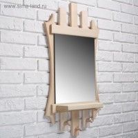 Зеркало "Резное Лесенка" с полкой 3 крючка, 75&times;40 см