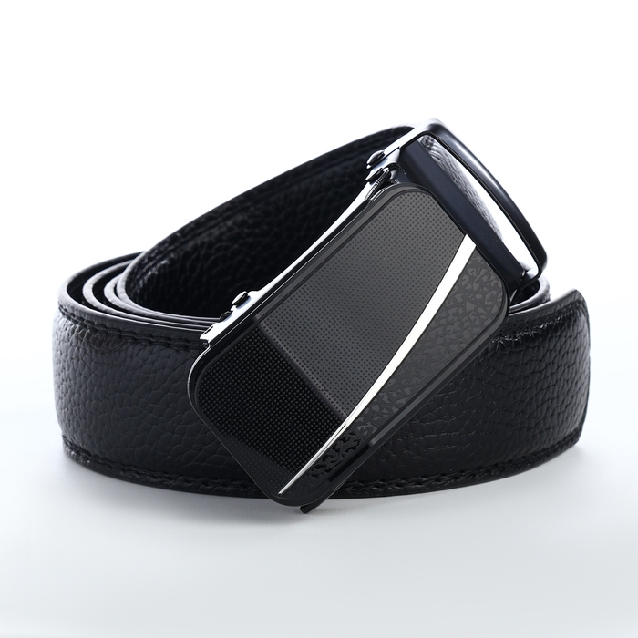 Ремень мужской, ширина 3,5 см, пряжка автомат, цвет чёрный