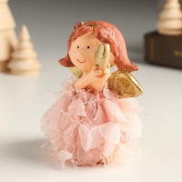 Сувенир полистоун "Ангел-малышка в платье с лепестками с сердцем/звездой" МИКС 7,5х5х9,3 см   949145