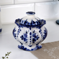 Сахарница &laquo;Цветок&raquo;, малая 17х10х11,5 см гжель