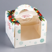 Новый год. Коробка под бенто-торт с окном "Загадай желание", 16 х 16 х 12,5 см Новый год. Коробка под бенто-торт с окном "Загадай желание", 16 х 16 х 12,5 см