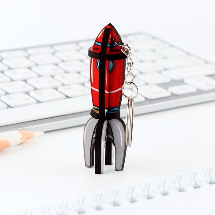 Брелок для ключей деревянный конструктор &laquo;Ракета&raquo;, 2.1 х 7 см