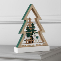 Светодиодная фигура &laquo;Ёлка с оленями&raquo; 17 &times; 23.5 &times; 5 см, дерево, батарейки АААх2 (не в комплекте), свечение тёплое белое