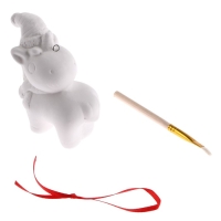 Новый год! Ёлочное украшение под раскраску &laquo;Единорог в колпачке&raquo; с подвесом, кисть