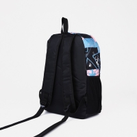 Рюкзак школьный из текстиля на молнии, 3 кармана, цвет розовый/голубой