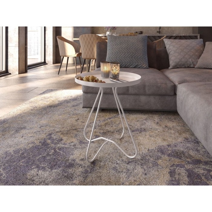 Столик журнальный, 400х400х450, Белый муар