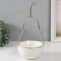 Сувенир керамика, металл подставка "Груша" белая с золотом 13х13х25,5 см Сувенир керамика, металл подставка "Груша" белая с золотом 13х13х25,5 см