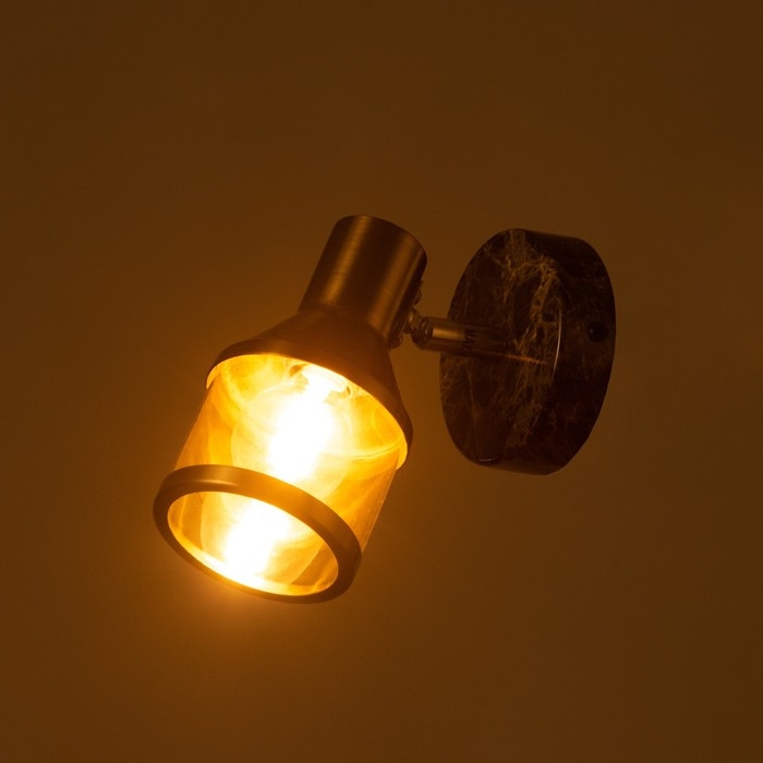 Спот "Никс" 1x40Вт E14  Бронза, черный мрамор 10х17х16см