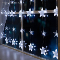 Гирлянда «Бахрома» 2.4 × 0.9 м с насадками «Звёздочки», IP20, прозрачная нить, 186 LED, свечение белое, 8 режимов, 220 В Гирлянда «Бахрома» 2.4 × 0.9 м с насадками «Звёздочки», IP20, прозрачная нить, 186 LED, свечение белое, 8 режимов, 220 В