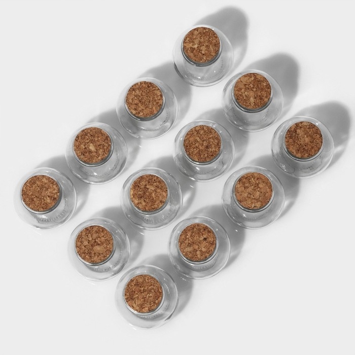 Набор баночек стеклянных для специй с пробковой крышкой Доляна &laquo;Парфе&raquo;, 120 мл, 7&times;7 см, 12 шт