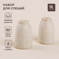 Набор для специй керамический SL Home &laquo;Виенто&raquo;, 2 предмета: солонка 80 мл, перечница 80 мл, цвет бежевый