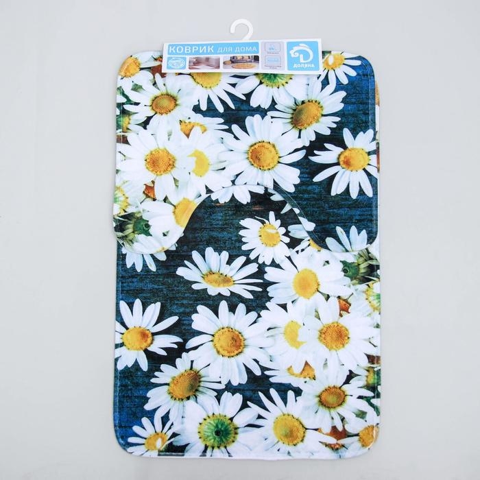 Набор ковриков для ванной и туалета Доляна «Ромашковое поле», 2 шт: 40×50, 50×80 см Набор ковриков для ванной и туалета Доляна «Ромашковое поле», 2 шт: 40×50, 50×80 см