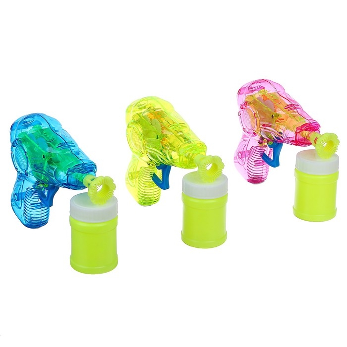 Генератор-пистолет мыльных пузырей &laquo;Пистолет световой&raquo; с насадкой и флаконом, 50 мл, цвета МИКС